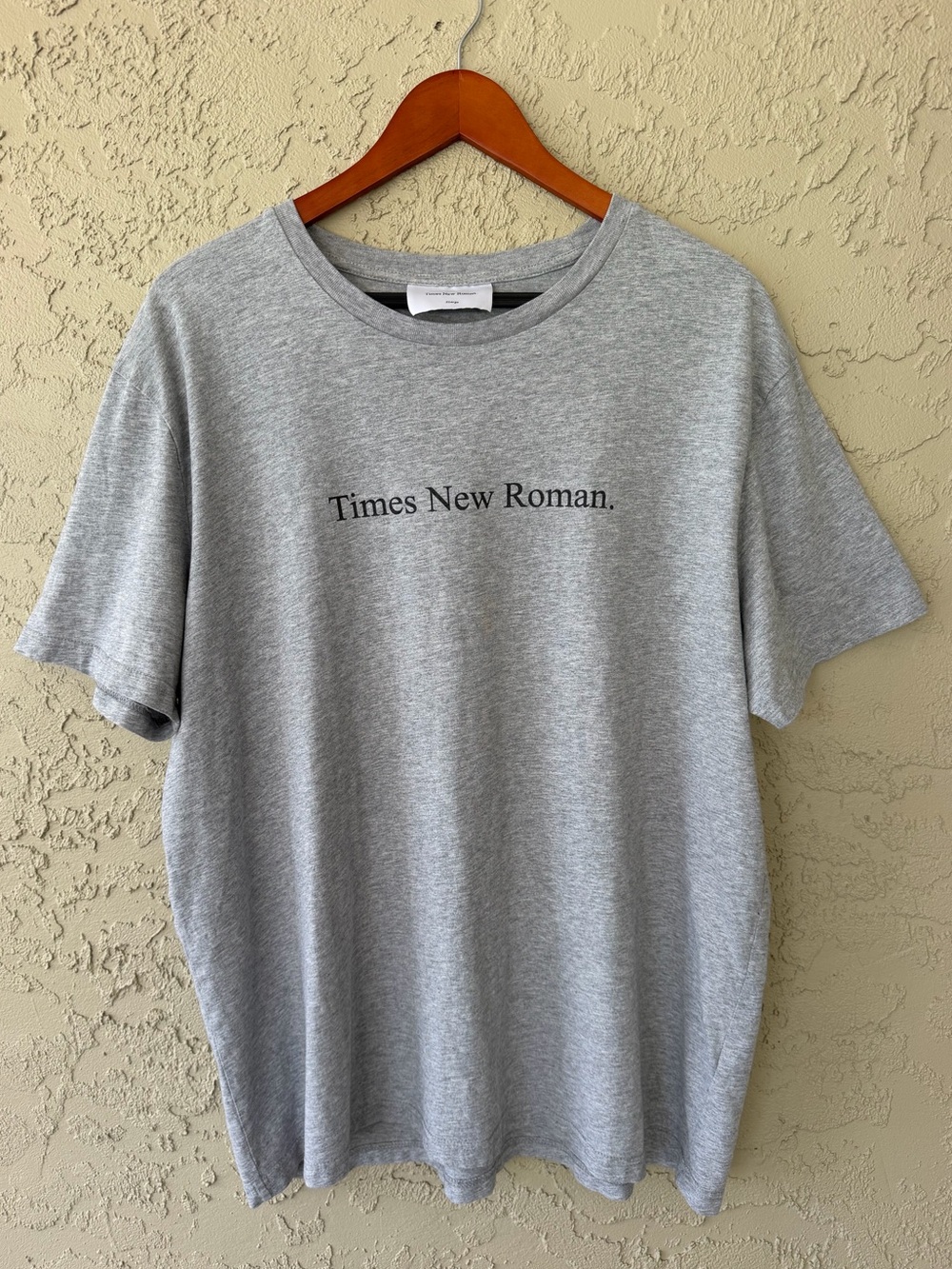 Times New Roman Typography Graphic T-Shirt Gray XL